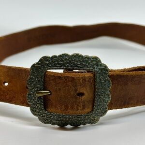 Linea Pelle Tooled Leather Belt Western Boho